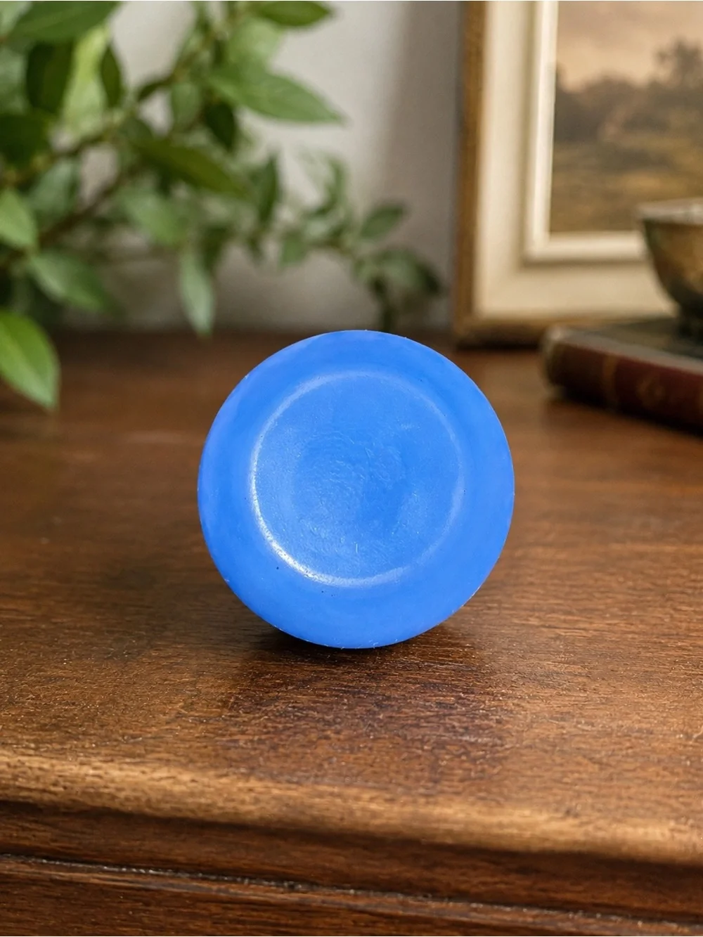 Vintage Blue Satin Glass Bud Vase Small Hand Blown Art Glass 4” Decorative Vase
